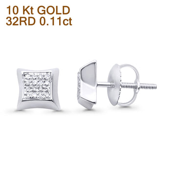 Diamond Stud Earrings 7mm Square Shaped 10K White Gold Wholesale